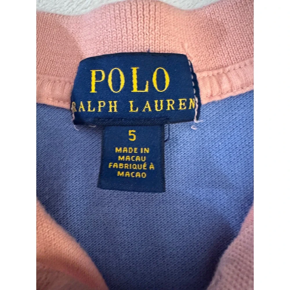 Polo Ralph Lauren Girls Colorblock All-Over Pony Embroidered Polo Dress Size 5